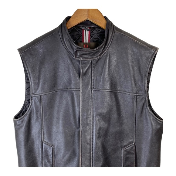 DANIER Dark Brown Quilted Leather Vest size Medium - Picture 3 of 8